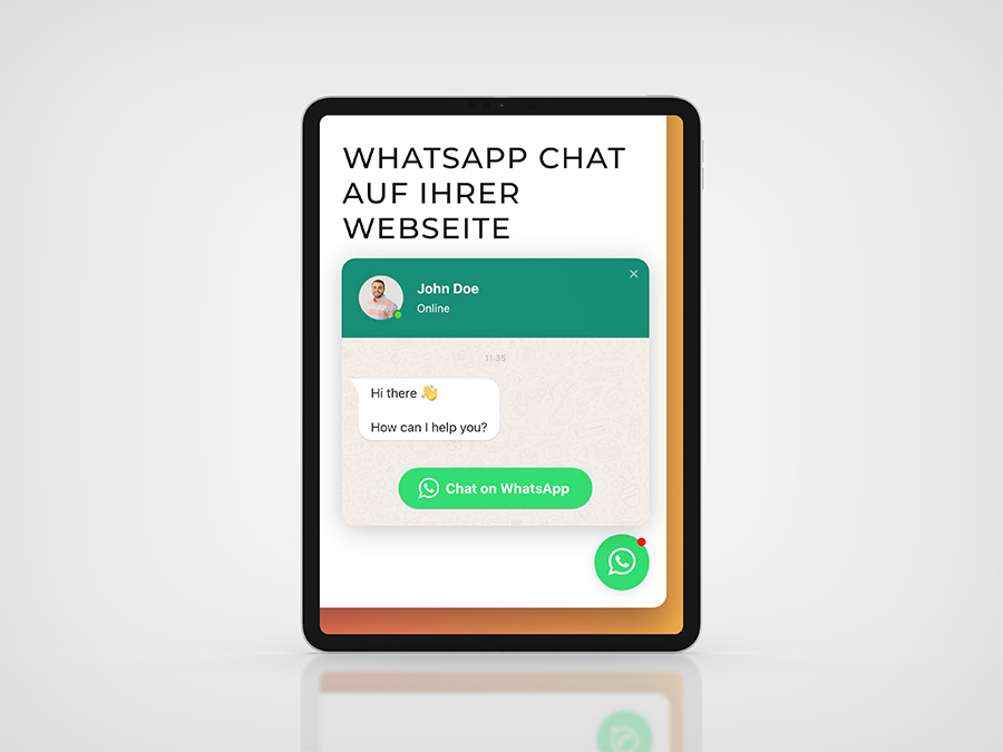 <strong>Chat / WhatsApp-Kontakt</strong><br><br> Schneller, moderner Draht zu Ihren Kunden:<br> ✔ Einbindung eines Chat- oder WhatsApp-Widgets<br> ✔ Begrüßungstext & Grundeinstellungen<br> ✔ Niedrige Hürde für Rückfragen & Anfragen<br><br> <strong>190,- €</strong>